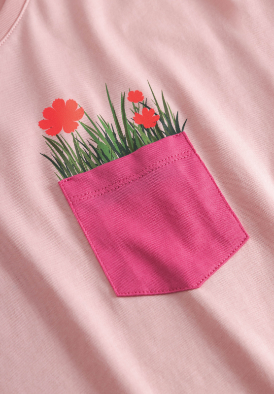 Damen T-Shirt Dünenblümchen Coral Blush Rosa -  GOTS Organic